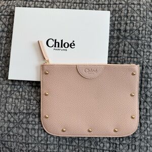Chloé Parfum Pink Pouch with Gold Studs